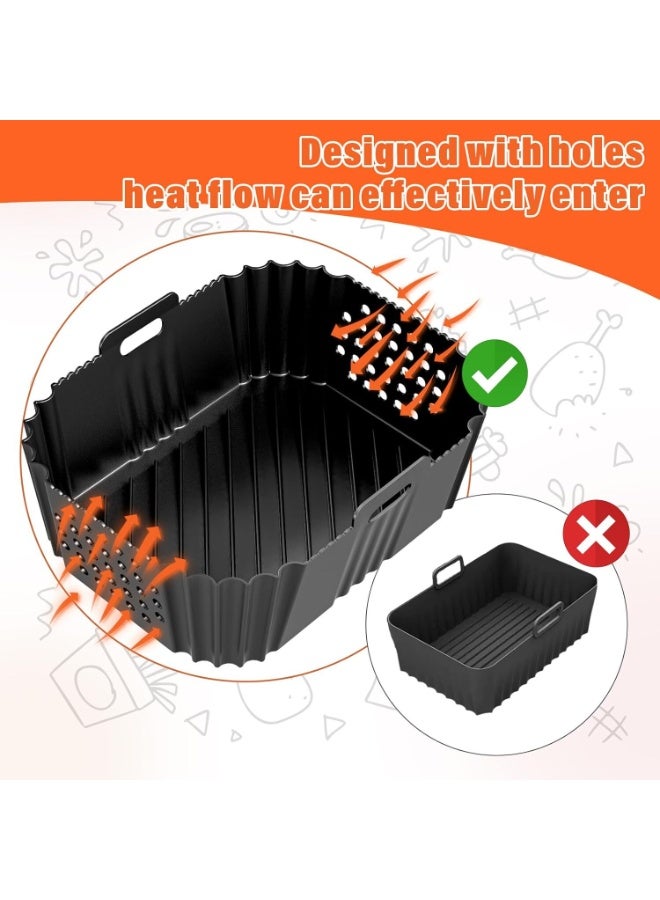 FAYET 2 Pack Silicone Air Fryer Liners for Ninja SL400 SL401, AF300 AF400, Reusable, Heat-Resistant, Easy to Clean Accessories for Dual Basket Air Fryers, Ovens, and Microwaves (Black) - Image 3